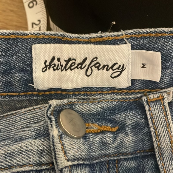 Trendy Distressed Denim Pencil Skirt - Light Blue - Picture 3 of 4